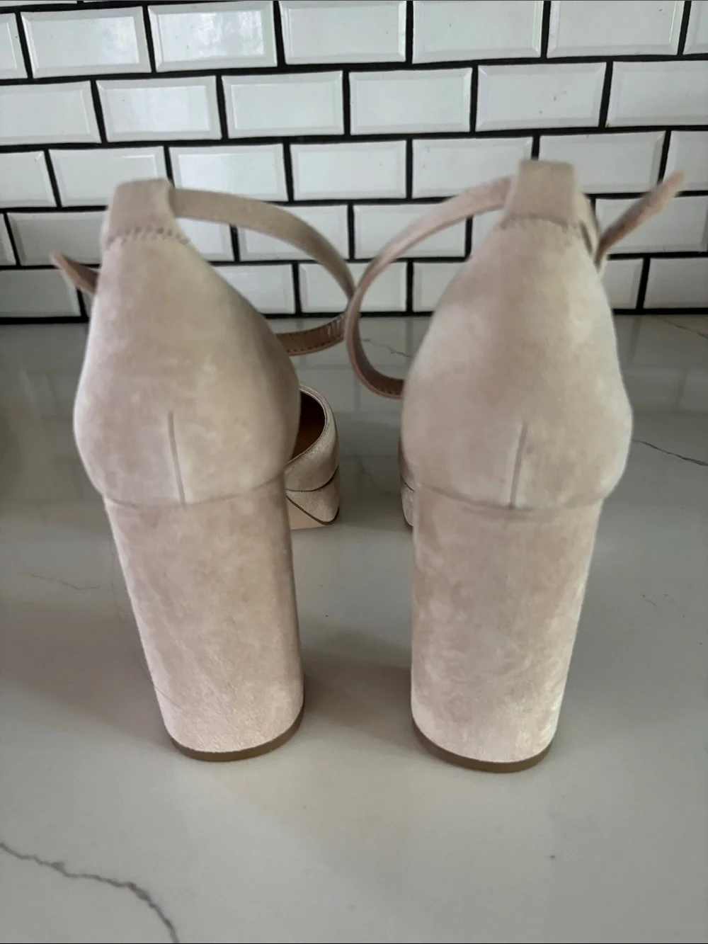 Steve Madden Truth Taupe Suede Platform Block Heels, NIB Sz 8.5